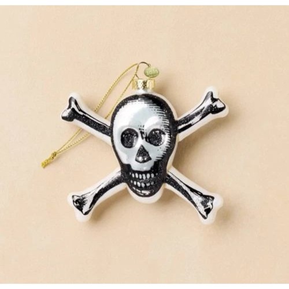 Target X John Derian Glass Skull Crossbone Ornament Christmas Holiday Pirate NEW